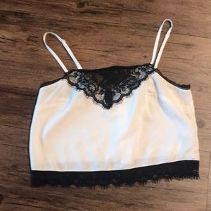 White top with black lace.